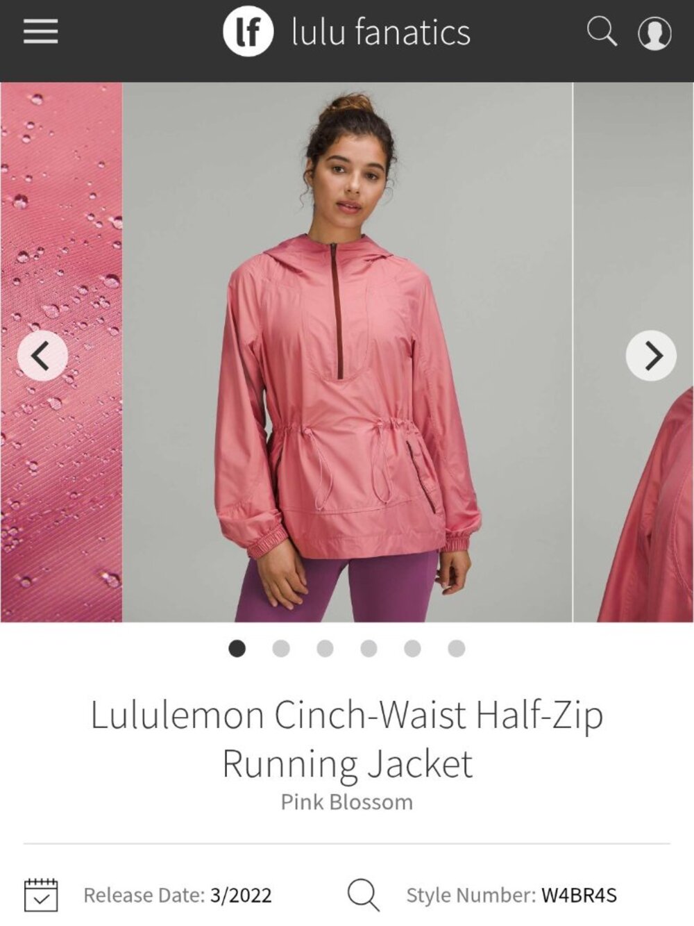 Lululemon Half-Zip Light Rain Pink Running Jacket